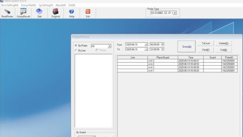 cách tải dữ liệu từ máy tuần tra bảo vệ